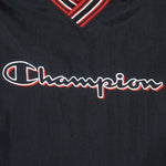 Champion - Black Embroidered Pullover Windbreaker 1990s Large Vintage Retro