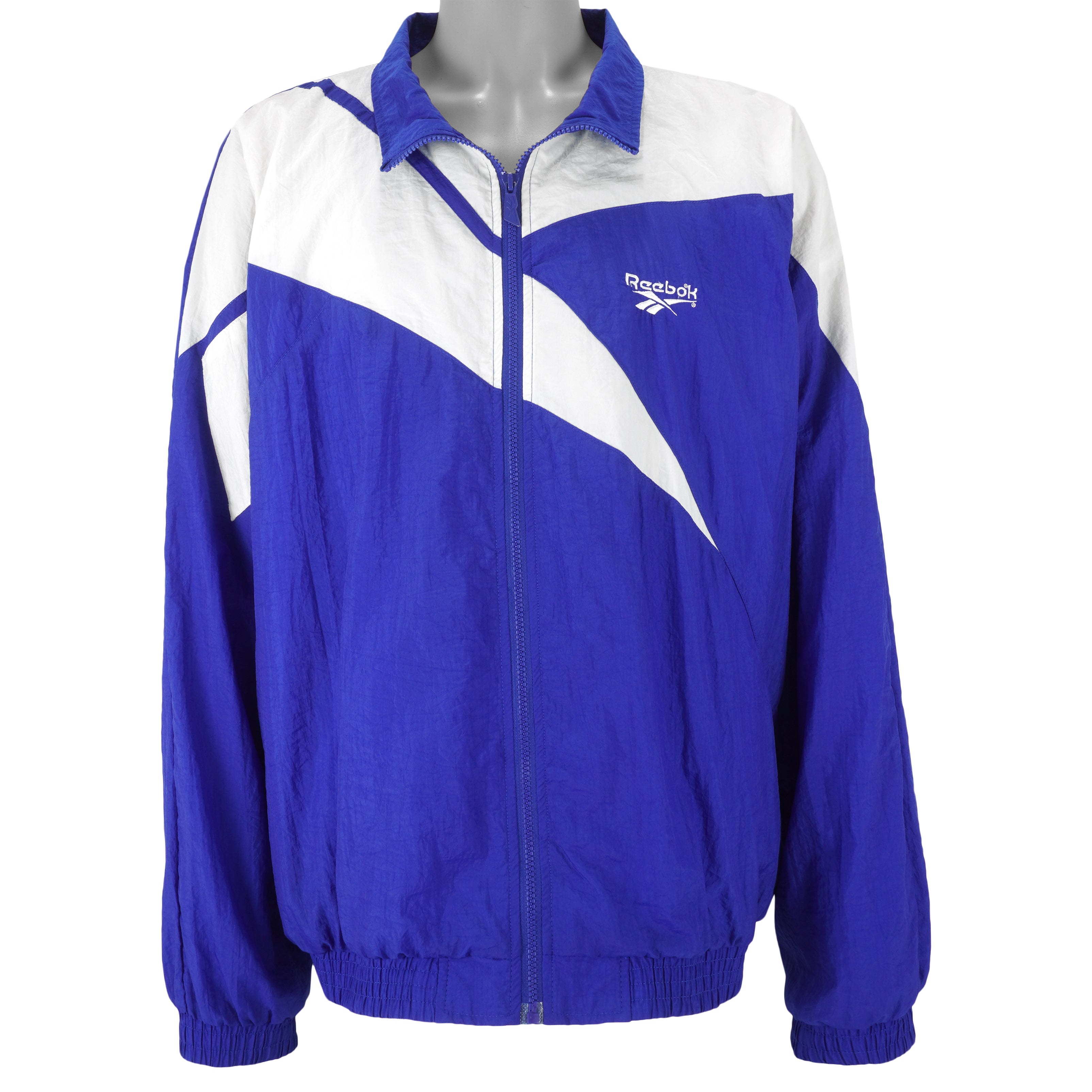 Reebok - Blue Kamikaze Embroidered Windbreaker 1990s XX-Large Vintage Rrtro
