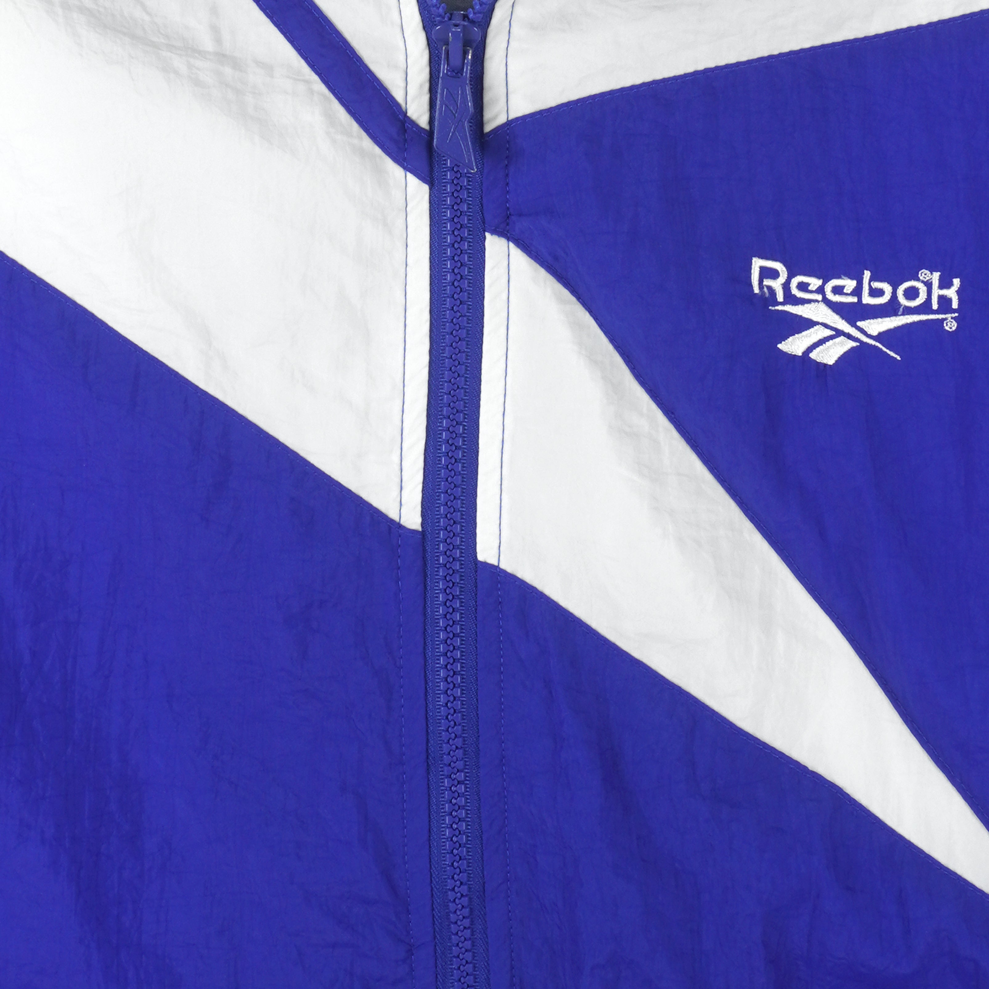 Reebok - Blue Kamikaze Embroidered Windbreaker 1990s XX-Large Vintage Rrtro