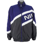 Nike - Blue with Black Zip-Up Windbreaker 1990s X-Large Vintage Retro