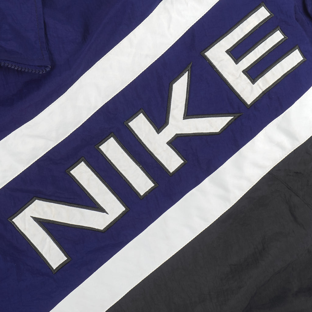 Nike - Blue with Black Zip-Up Windbreaker 1990s X-Large Vintage Retro