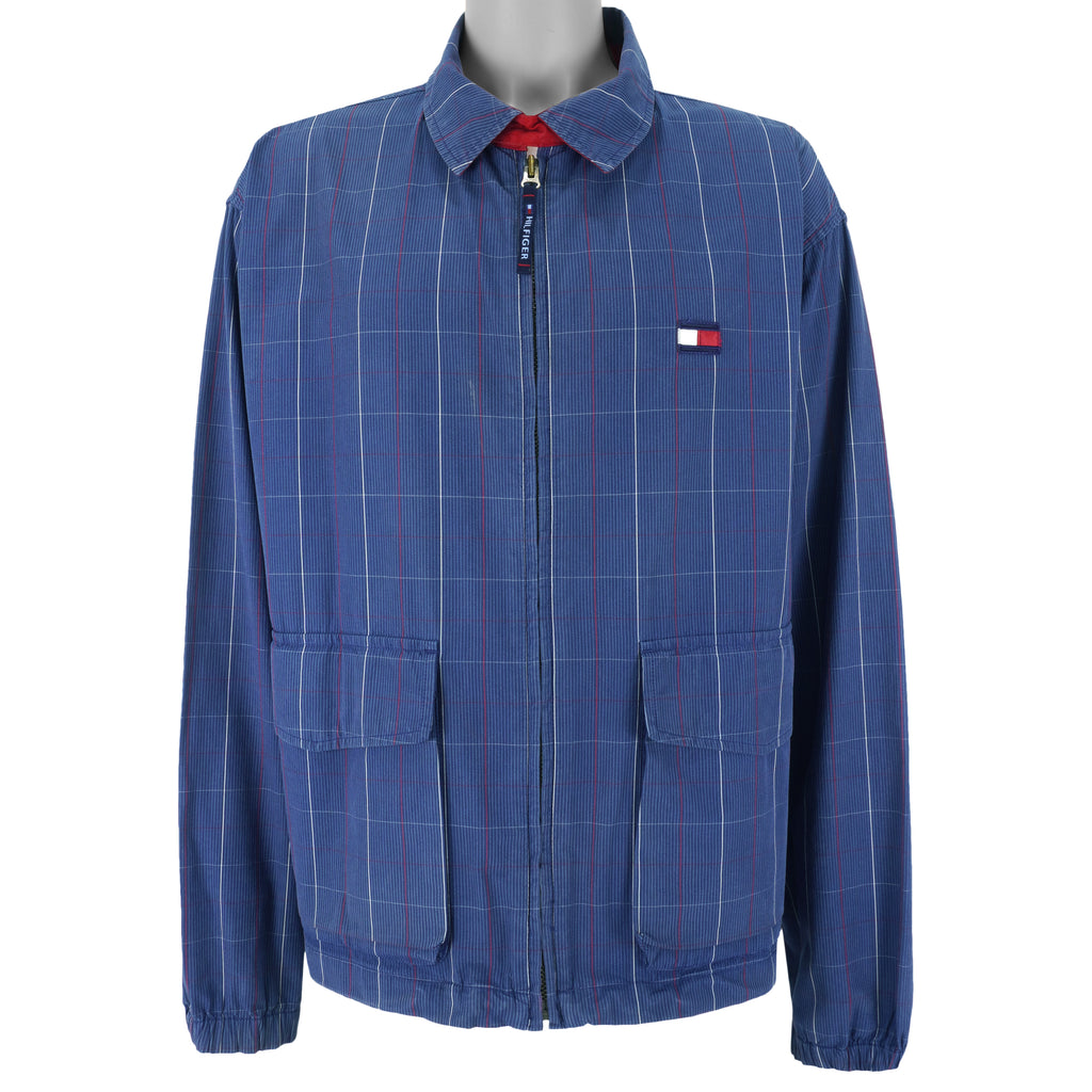Tommy Hilfiger - Blue Embroidered Zip-Up Jacket 1990s X-Large Vintage Retro