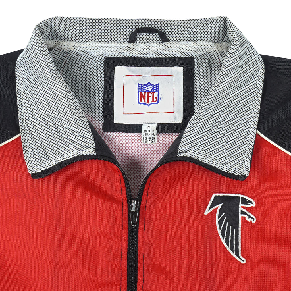 NFL - Red & Black Atlanta Falcons Zip-Up Windbreaker 1990s Medium Vintage Retro Football