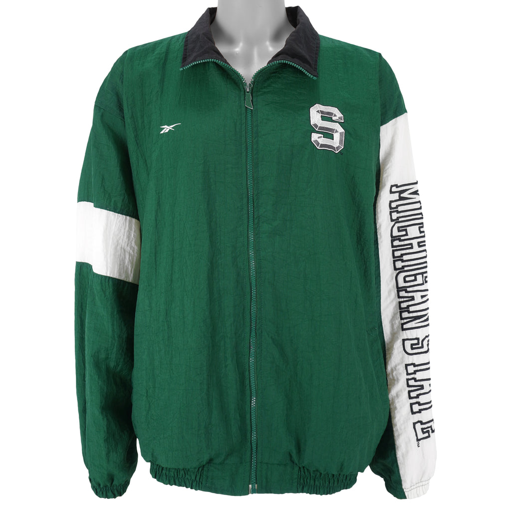 Reebok - Michigan State Spartans Zip-Up Windbreaker 1990s X-Large Vintage Retro College