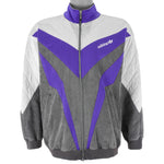 Adidas - Grey with Purple & White Track Jacket 1990s Large Vintage Retro