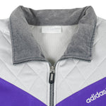 Adidas - Grey with Purple & White Track Jacket 1990s Large Vintage Retro