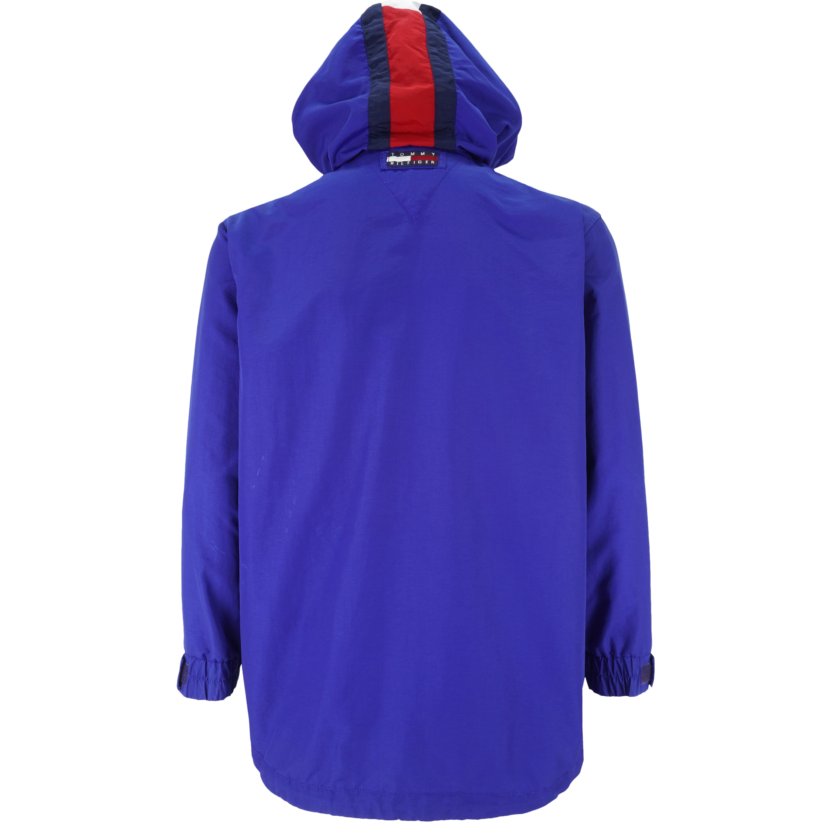 Tommy Hilfiger - Blue Embroidered Zip-Up Hooded Jacket 1990s Small Vintage Retro