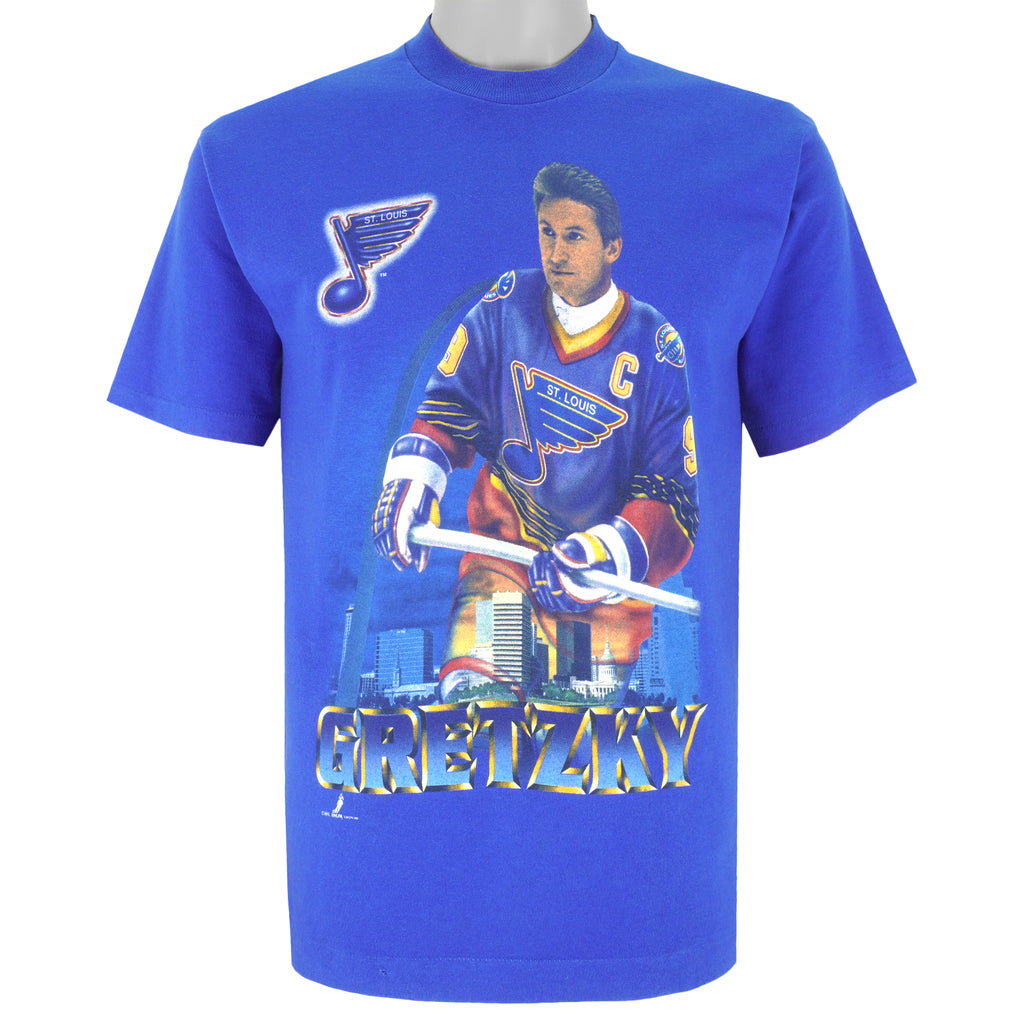 NHL (Pro Player) - St. Louis Blues Gretzky T-Shirt 1996 Medium Vintage Retro Hockey