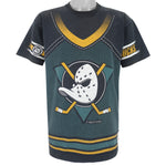 NHL (Nutmeg) - Mighty Ducks Jersey Print T-Shirt 1995 Large