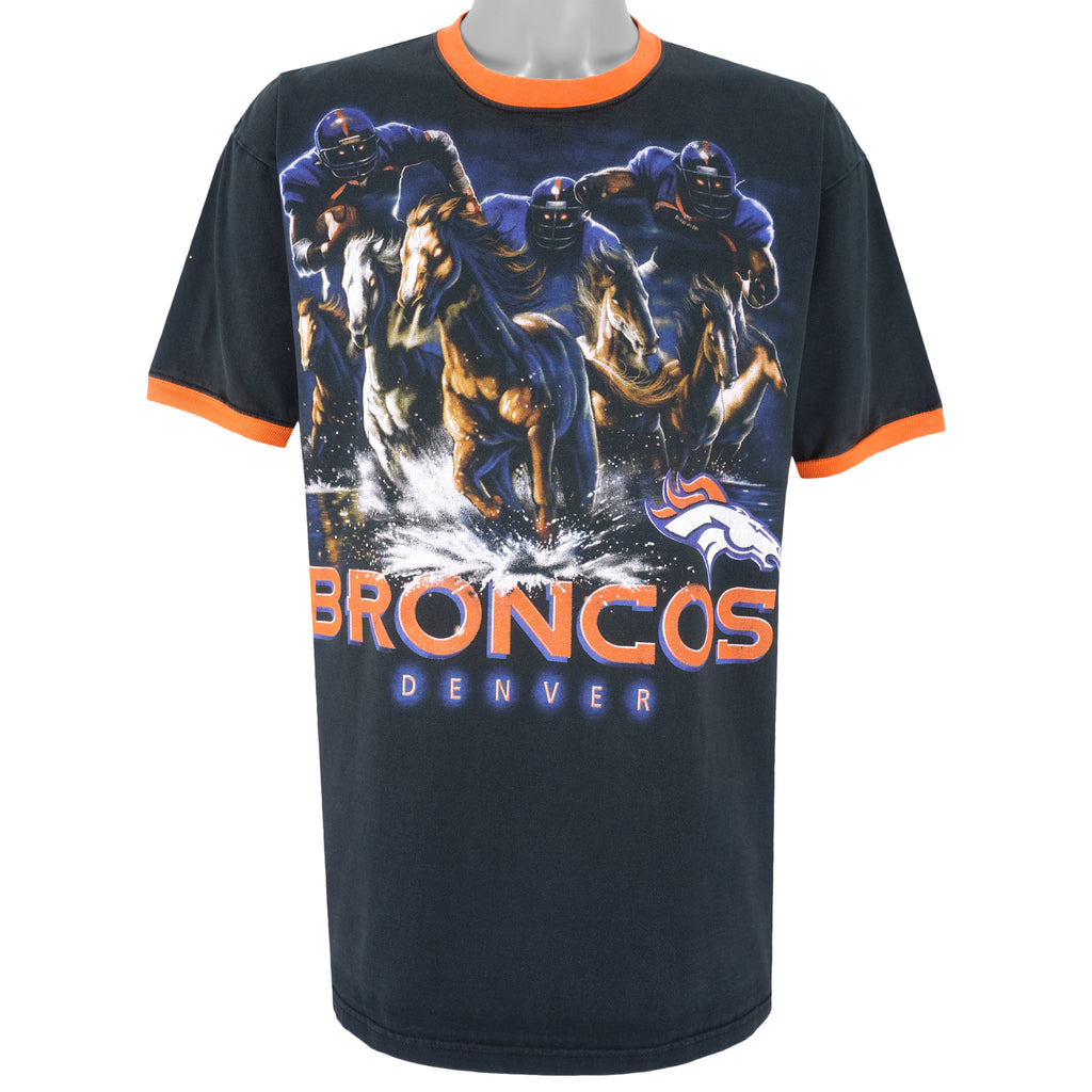 NFL (Tee Jays) - Denver Broncos Big Logo T-Shirt 1990s X-Large Vintage Retro Football