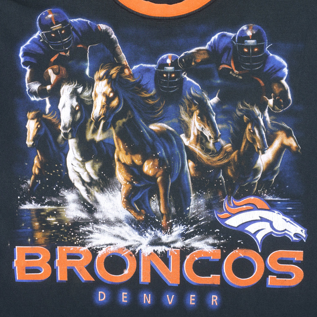 NFL (Tee Jays) - Denver Broncos Big Logo T-Shirt 1990s X-Large Vintage Retro Football