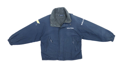 Nautica - Grey and Blue Reversible Fleece Lined Jacket 1990s Medium