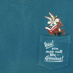 Looney Tunes - Wile E Coyote Genius Embroidered T-Shirt 1990s Large Vintage Retro