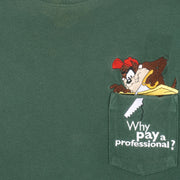 Looney Tunes - Tasmanian Devil Embroidered T-Shirt 1990s X-Large Vintage Retro
