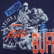 NFL (Logo 7) - Buffalo Bills Football Single Stitch T-Shirt 1991 Large Vintage Retro Football