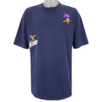 Looney Tunes - Blue Wile E. Coyote VS Road Runner T-Shirt 1990s X-Large Vintage Retro