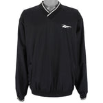 Reebok - Black Embroidered V-Neck Pullover Windbreaker 1990s Large