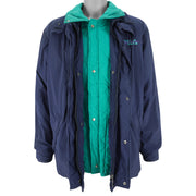 FILA - Magic Line Reversible Button & Zip-Up Jacket 1990s Large Vintage Retro