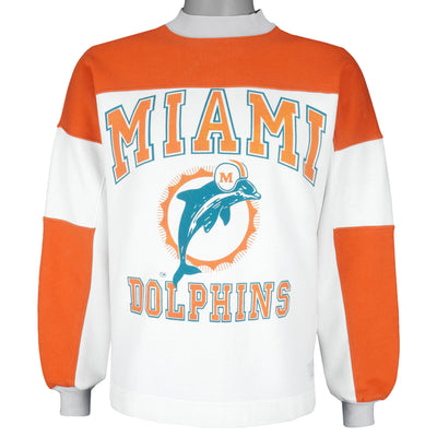 NFL (Logo 7) - Miami Dolphins Big Logo Crew Neck Sweatshirt 1990s Small