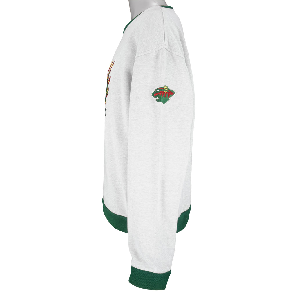 NHL (CCM) - Minnesota Wild Embroidered Sweatshirt 1990s Large Vintage Retro