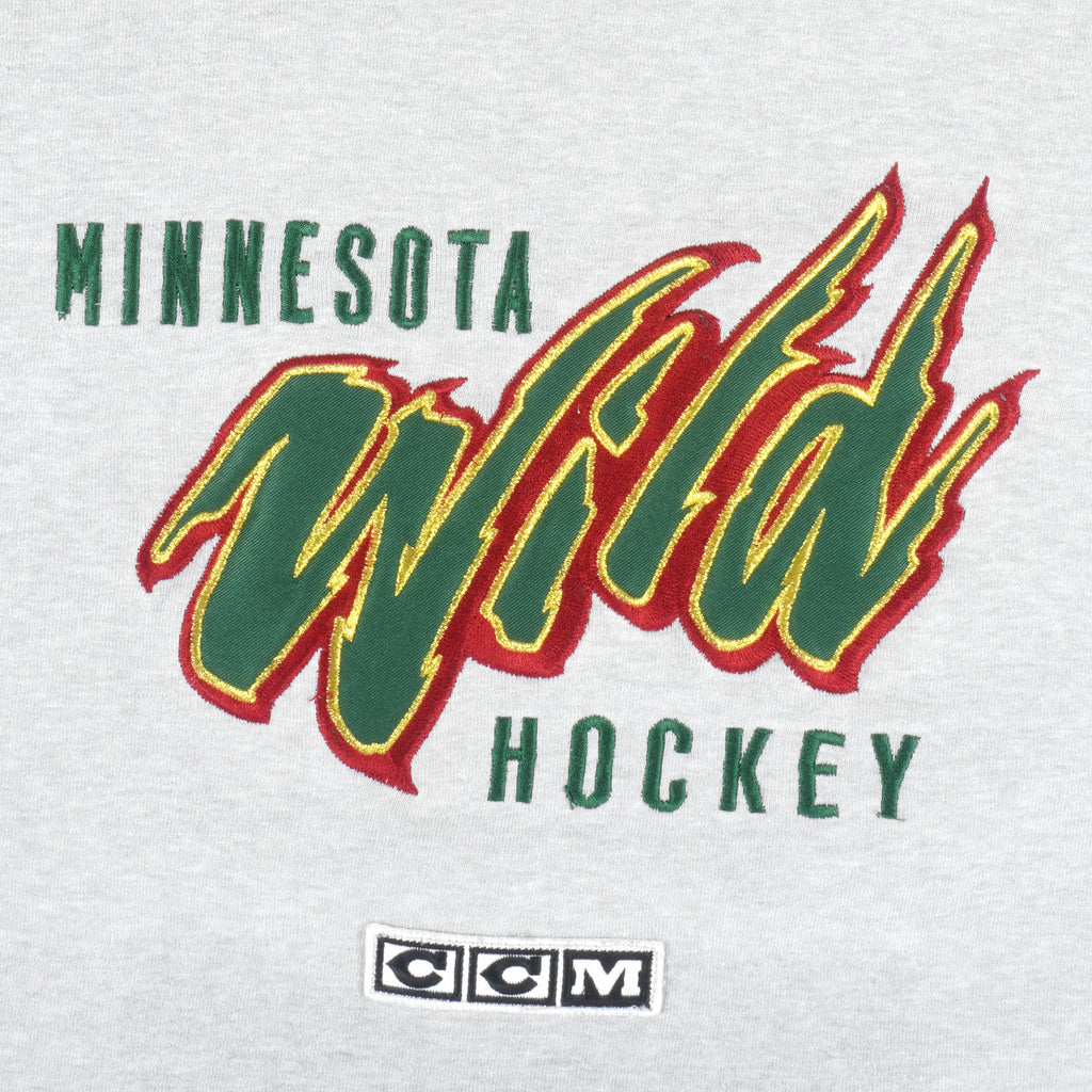 NHL (CCM) - Minnesota Wild Embroidered Sweatshirt 1990s Large Vintage Retro
