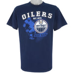 NHL (Tennessee River) - Edmonton Oilers EST.1979 Big Logo T-Shirt 1990s Large Vintage Retro Hockey