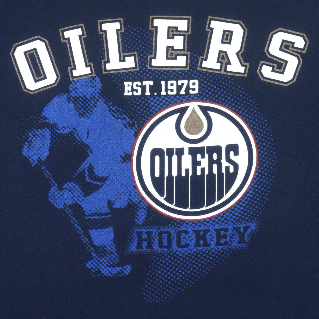 NHL (Tennessee River) - Edmonton Oilers EST.1979 Big Logo T-Shirt 1990s Large Vintage Retro Hockey