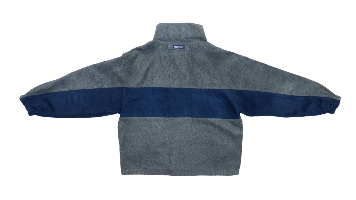 Nautica - Grey and Blue Reversible Fleece Lined Jacket 1990s Medium