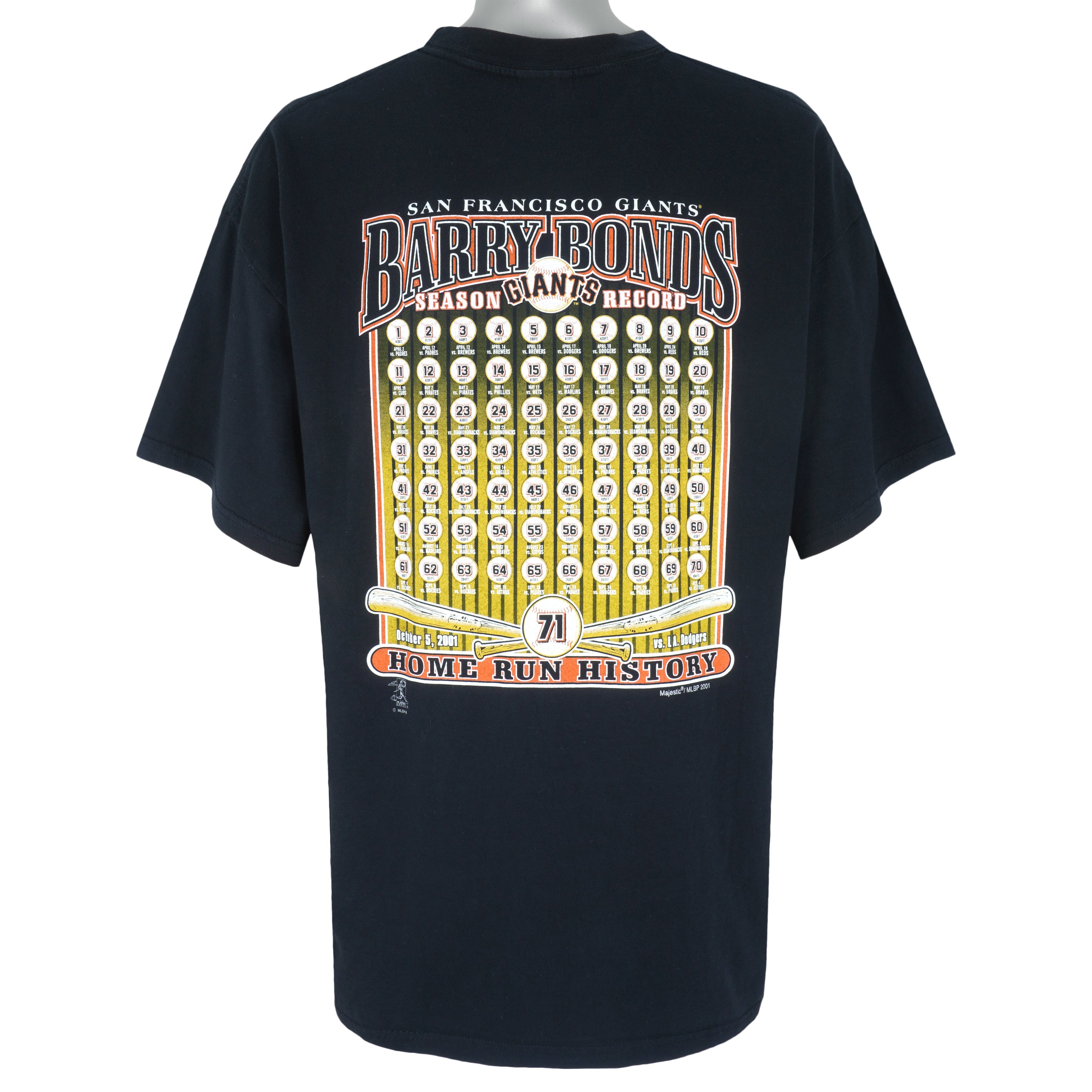 MLB (Gildan) - San Francisco Giants Barry Bonds T-Shirt 2001 XX-Large Vintage Retro Baseball