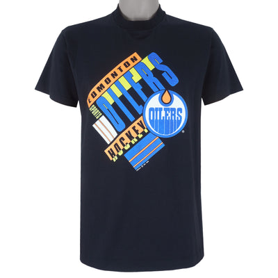 NHL (Trench) - Edmonton Oilers Spell-Out T-Shirt 1989 Medium