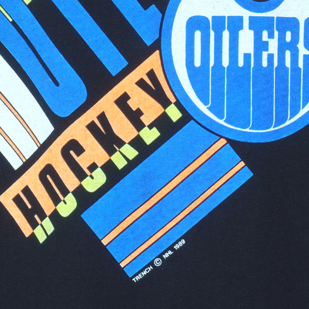 NHL (Trench) - Edmonton Oilers Spell-Out T-Shirt 1989 Medium