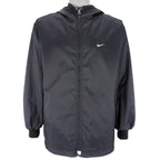 Nike - Black Spell-Out Hooded Windbreaker 1990s Large Vintage Retro