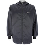 Nike - Black Spell-Out Hooded Windbreaker 1990s Large Vintage Retro