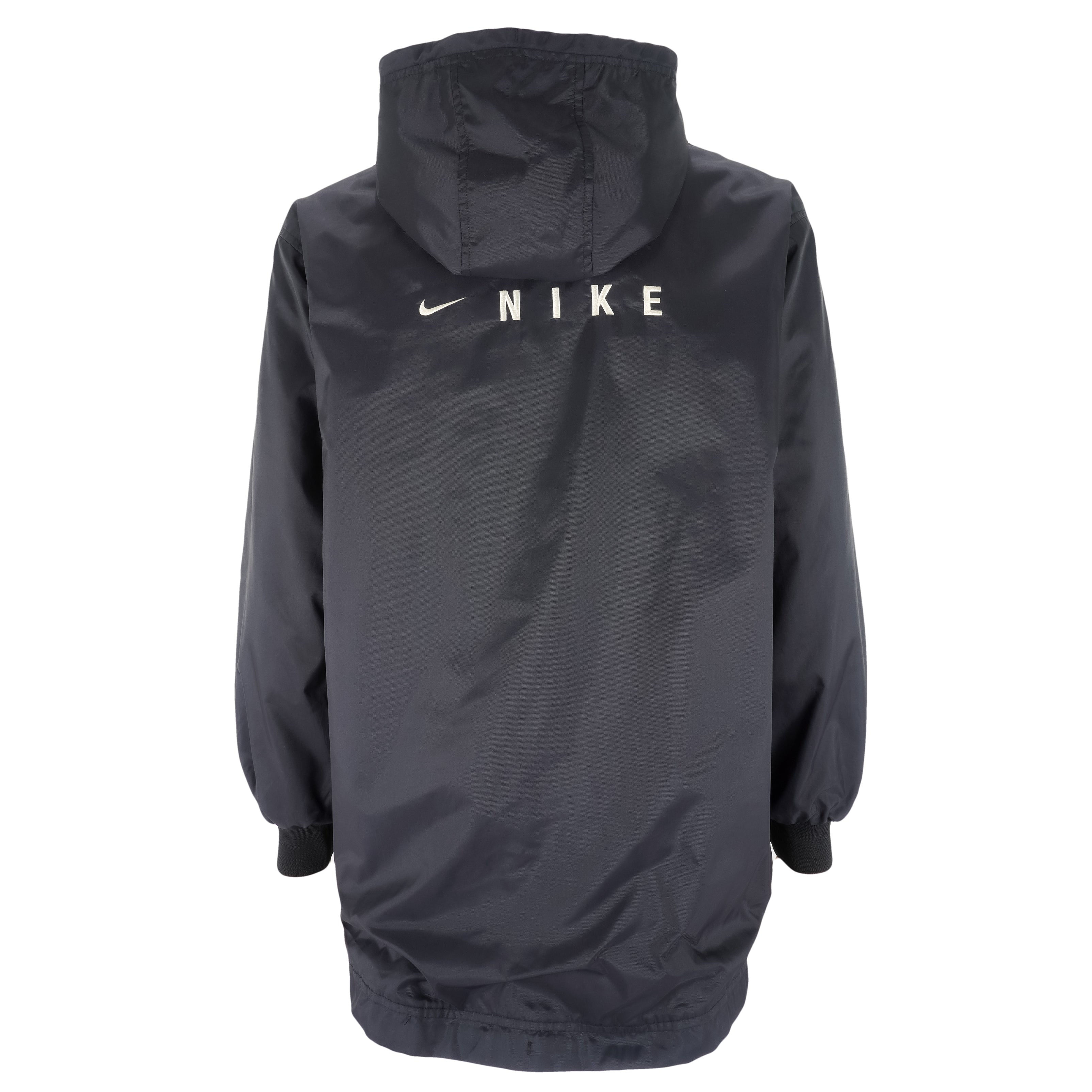 Nike - Black Spell-Out Hooded Windbreaker 1990s Large Vintage Retro
