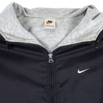 Nike - Black Spell-Out Hooded Windbreaker 1990s Large Vintage Retro