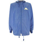 Kappa - Blue Big Logo & Spell-Out Hooded Windbreaker 1990s Large Vintage Retro