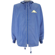 Kappa - Blue Big Logo & Spell-Out Hooded Windbreaker 1990s Large Vintage Retro