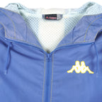 Kappa - Blue Big Logo & Spell-Out Hooded Windbreaker 1990s Large Vintage Retro