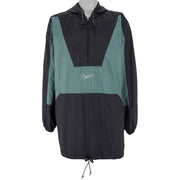 Nike - Black & Green Spell-Out Hooded Windbreaker 1990s X-Large Vintage Retro
