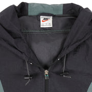 Nike - Black & Green Spell-Out Hooded Windbreaker 1990s X-Large Vintage Retro