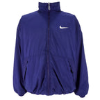 Nike - Blue & White Big Logo Reversible Windbreaker 1990s Large Vintage Retro