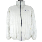 Nike - Blue & White Big Logo Reversible Windbreaker 1990s Large Vintage Retro