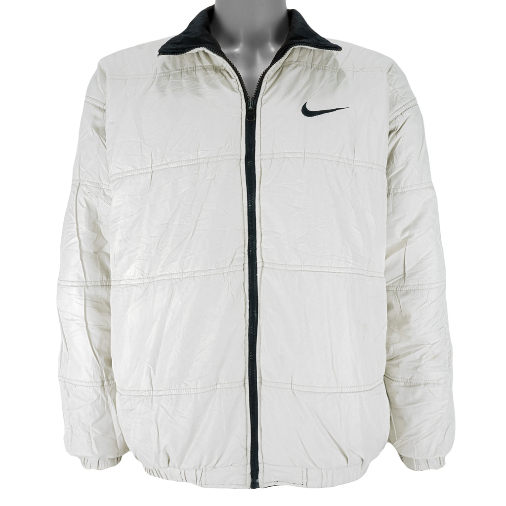 Nike - Black & White Big Logo Reversible Windbreaker 1990s Medium