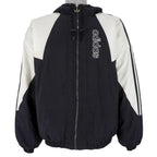 Adidas - Black & White Big Logo Hooded Windbreaker 1990s Large Vintage Retro