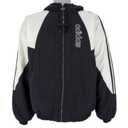 Adidas - Black & White Big Logo Hooded Windbreaker 1990s Large Vintage Retro