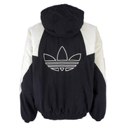 Adidas - Black & White Big Logo Hooded Windbreaker 1990s Large Vintage Retro