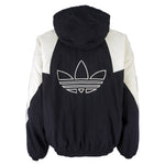 Adidas - Black & White Big Logo Hooded Windbreaker 1990s Large Vintage Retro