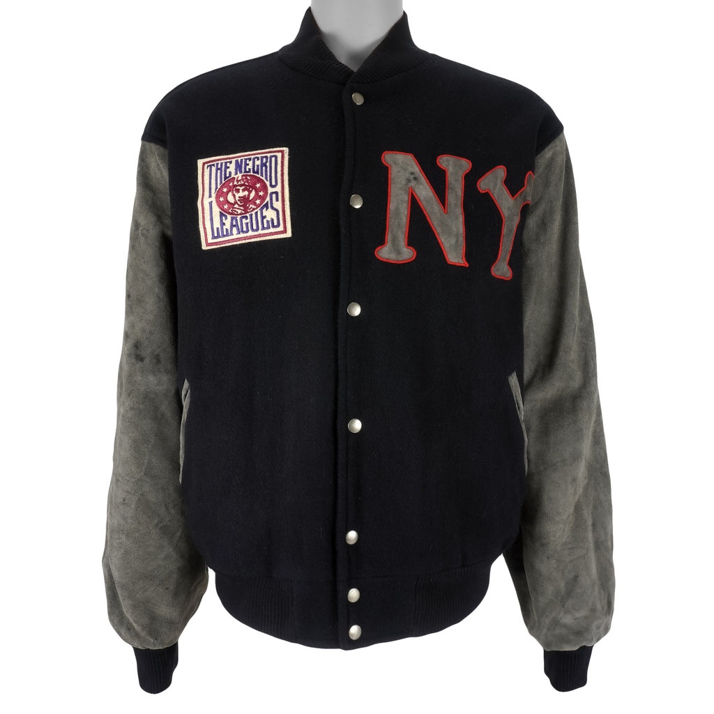 MLB (The Negro Leagues) - New York Black Yankees Leather Jacket 1990s Large Vintage Retro Baseball