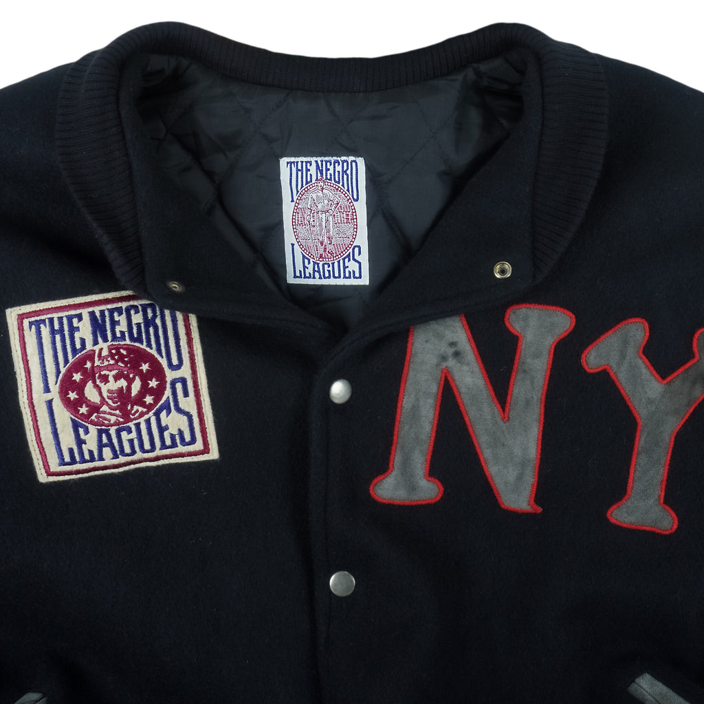MLB (The Negro Leagues) - New York Black Yankees Leather Jacket 1990s Large Vintage Retro Baseball