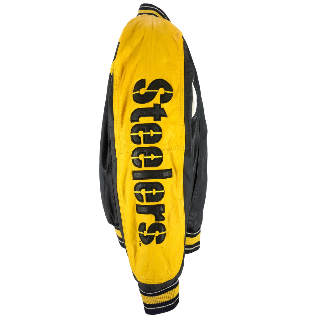 NFL (GIII) - Pittsburgh Steelers Leather Jacket 1990s Medium Vintage Retro